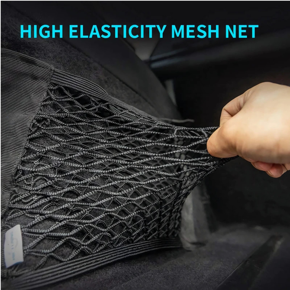 Elastic Car Seat Trunk Net Rear Storage Box Organizer Magic Sticker Auto Interior Gadget 3
