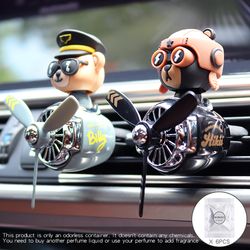 car air freshener accessories, diy odorless perfume pilot bear decoration, plane aroma vent clip fragrance diffuser