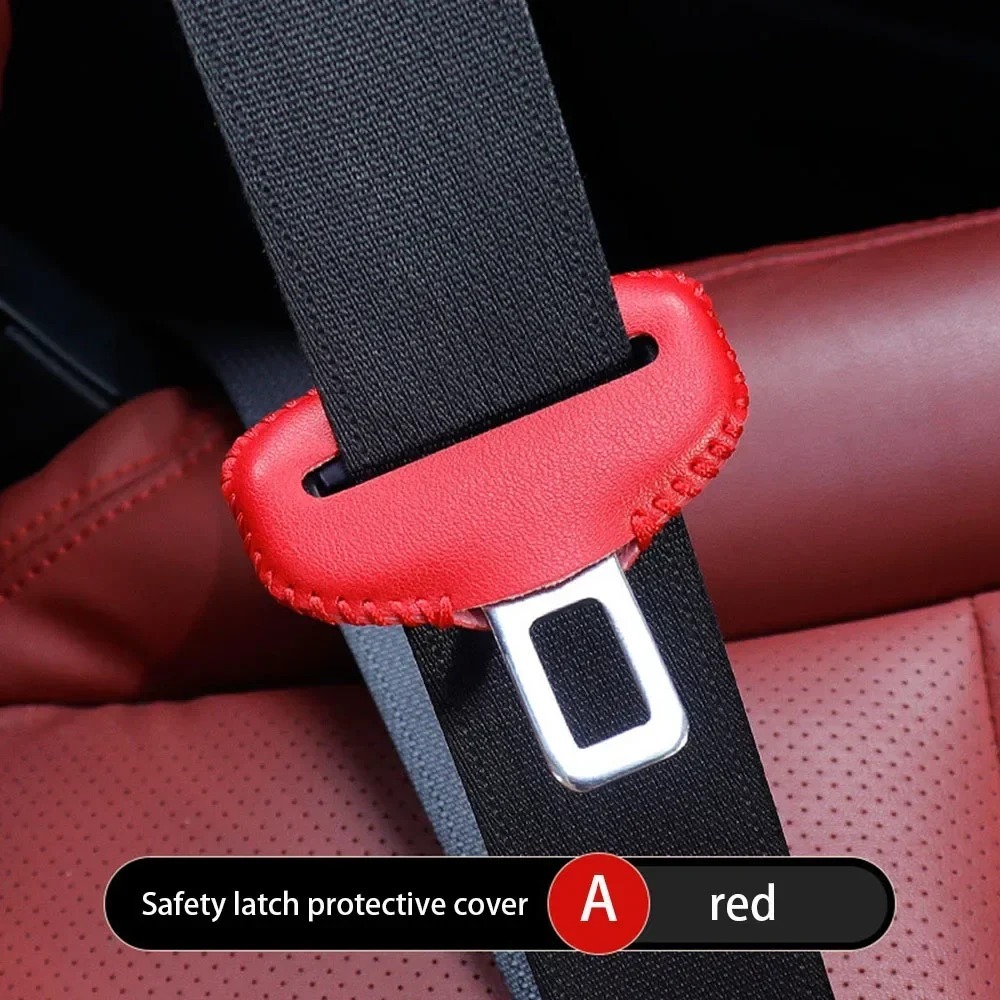 PU Leather Car Seat Belt Protector, Universal Anti-collision Buckle Cover, Wear-resistant Car Interior Case