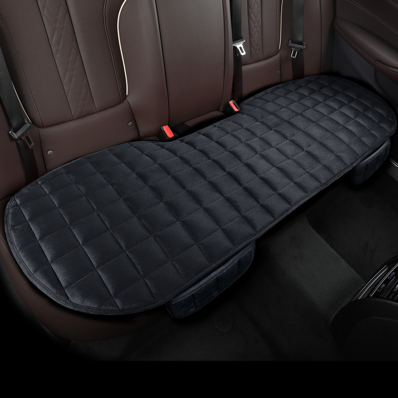 Warm And Comfortable Plaid Embroidered Car Cushion Short Pile Universal Seat Cover With Storage Poc 0