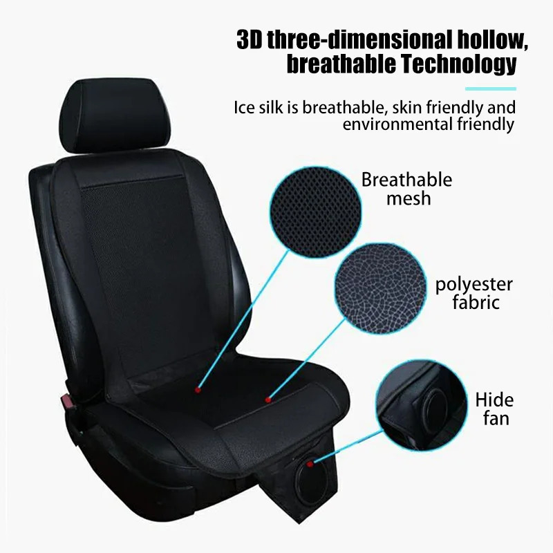 Summer Car Cooling Seat Cushion 3D Spacer Ventilated Seat Pad With 8Fan Air Circulation 3
