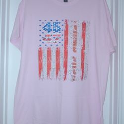 trump 45 47 2024 distressed flag graphic print t-shirt light pink
