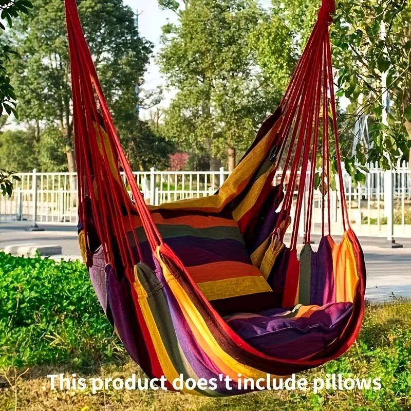 Outdoor Hammock Chair Canvas Leisure Swing Hanging Chair Without Pillow And Cushion Indoor Outdoor 2