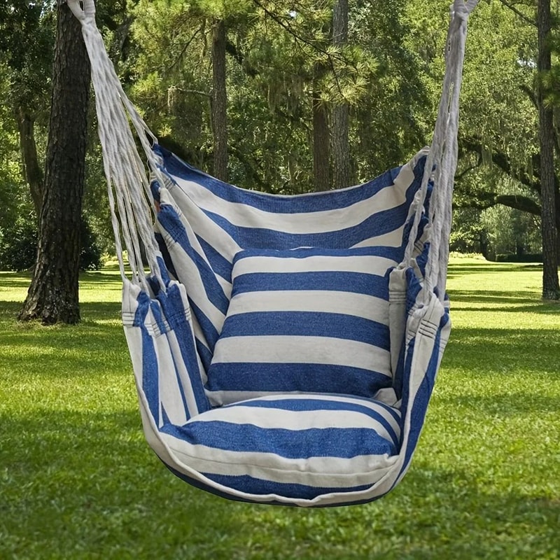 Outdoor Hammock Chair Canvas Leisure Swing Hanging Chair Without Pillow And Cushion Indoor Outdoor 4