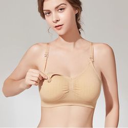 high quality single-handed front buckle nursing bra breathable, seamless maternity push-up breastfeeding underwear