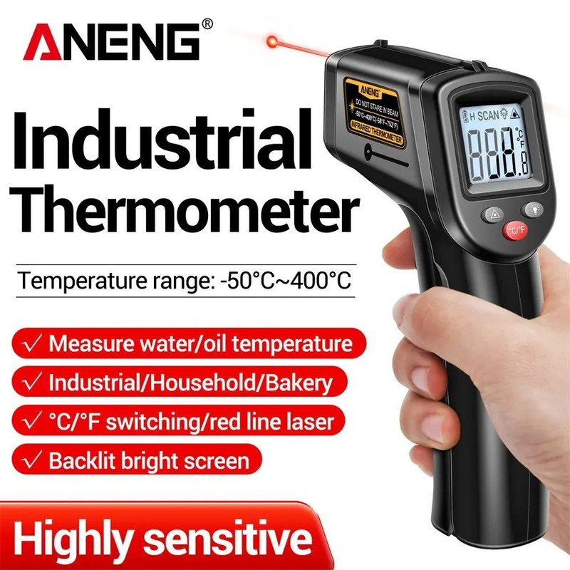 Digital Infrared Thermometer HighPrecision NonContact Temperature Gun With LCD Backlight For Indust 0