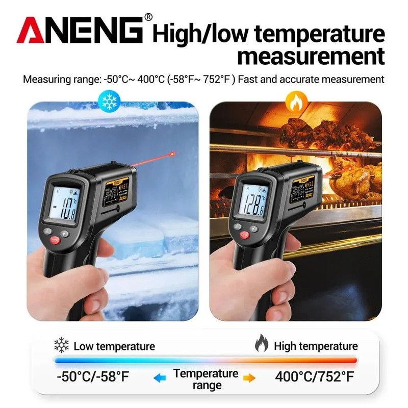 Digital Infrared Thermometer HighPrecision NonContact Temperature Gun With LCD Backlight For Indust 2