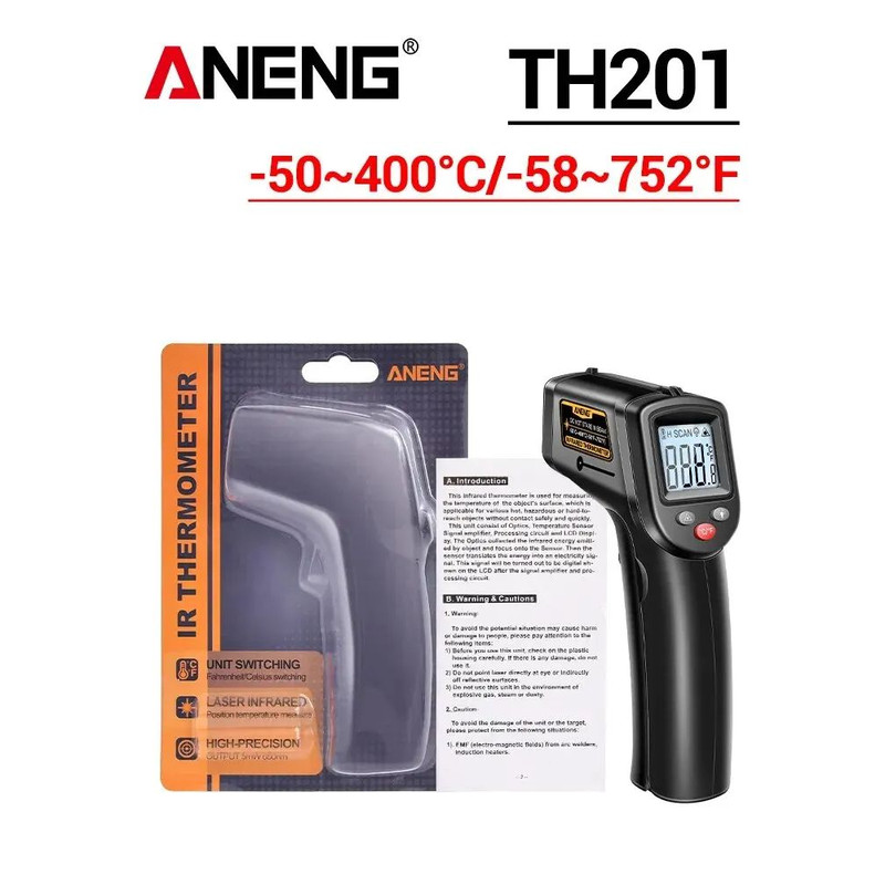 Digital Infrared Thermometer HighPrecision NonContact Temperature Gun With LCD Backlight For Indust 7