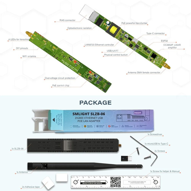 SMLIGHT SLZB06 Zigbee Adapter With Ethernet USB WiFi  PoE  Compatible With Zigbee2MQTT ZHA Home Ass 3