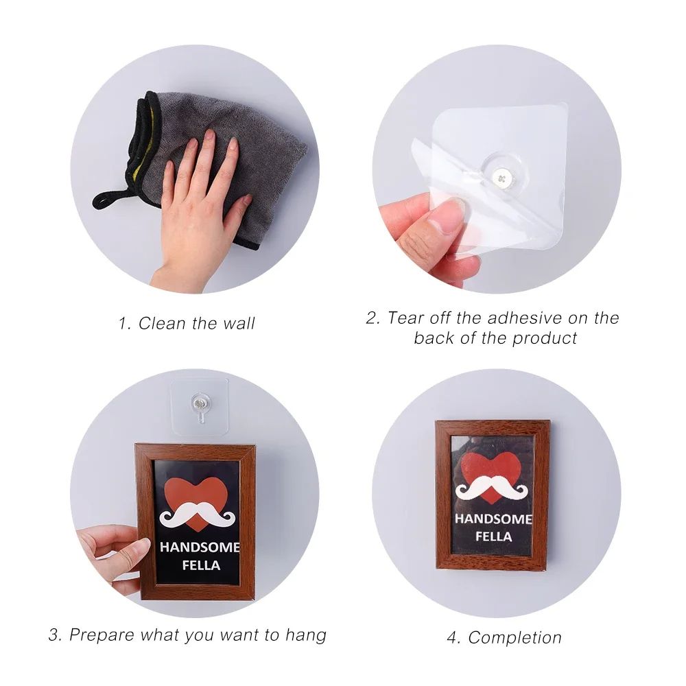 10 Pcs Strong Adhesive Hooks  Waterproof Wall Hangers For Picture Frames Posters Kitchen Bathroom A 4