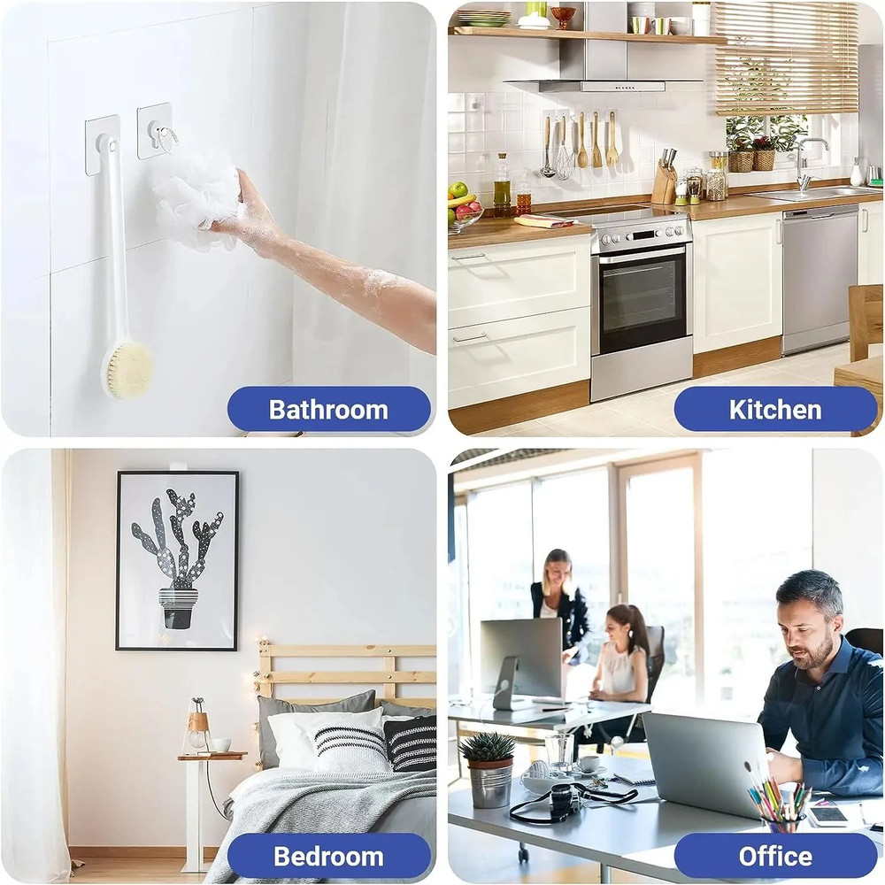 10 Pcs Strong Adhesive Hooks  Waterproof Wall Hangers For Picture Frames Posters Kitchen Bathroom A 5