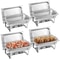 4 Pack 8 QT Stainless Steel Chafer Set Catering Food Warmer Chafing Dishes For Buffets Parties Ev 1