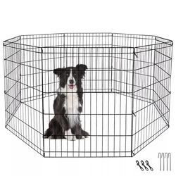 30" heavy duty metal dog playpen – 8-panel expandable pet fence, exercise kennel for cats & small pets – safe & durable