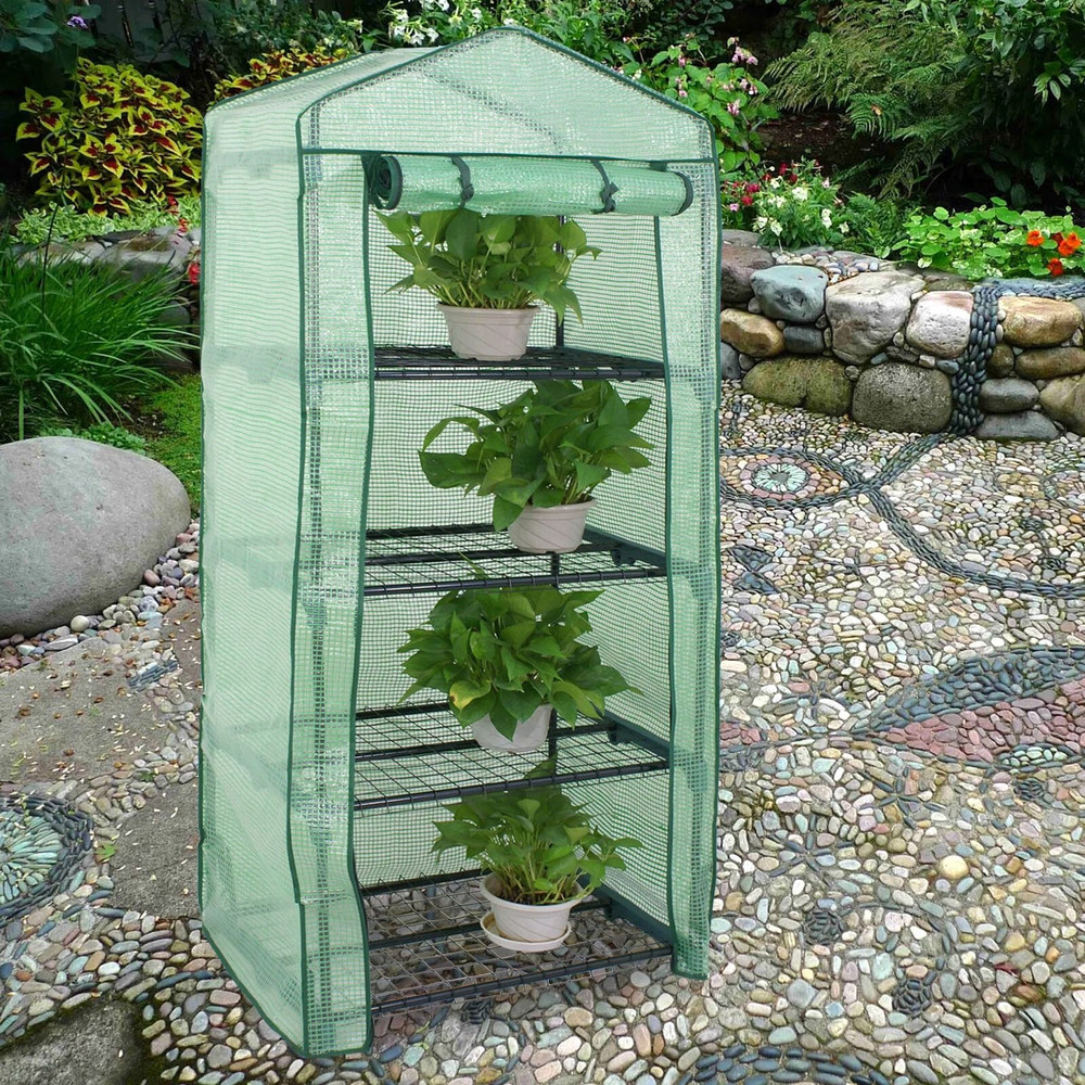 4Tier Walkin Greenhouse For Plants Seeds Flowers Durable Storage Shelves For Backyard Patio Balco 9