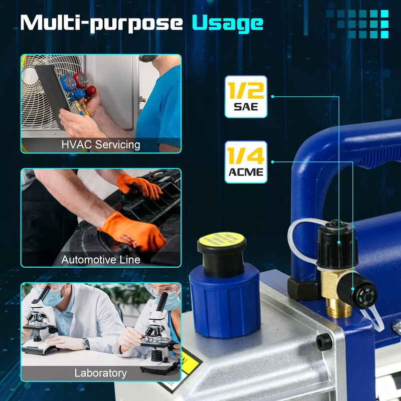 35CFM Rotary Vane Vacuum Pump 14HP Deep Vacuum Pump For HVAC Refrigerant Low Noise HighEfficiency A 9