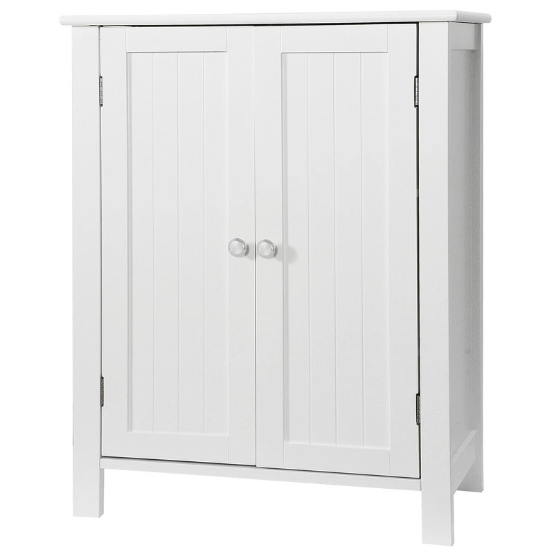 White Wooden Bathroom Floor Cabinet 3Shelf Storage Cupboard Free Standing Organizer For Bathroom E 4