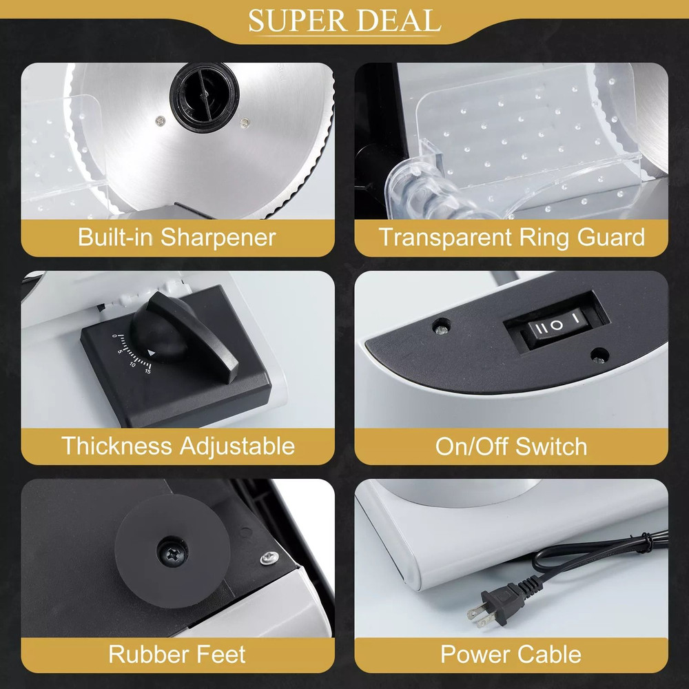 75 Blade 150W Commercial Meat Slicer Electric Deli Veggie Cutter For Kitchen Home 7