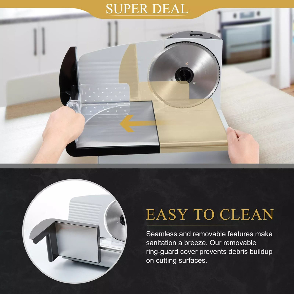 75 Blade 150W Commercial Meat Slicer Electric Deli Veggie Cutter For Kitchen Home 8