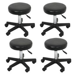 4 pcs adjustable height tattoo stool – salon spa rolling chair with hydraulic lift for facial massage & barber shop