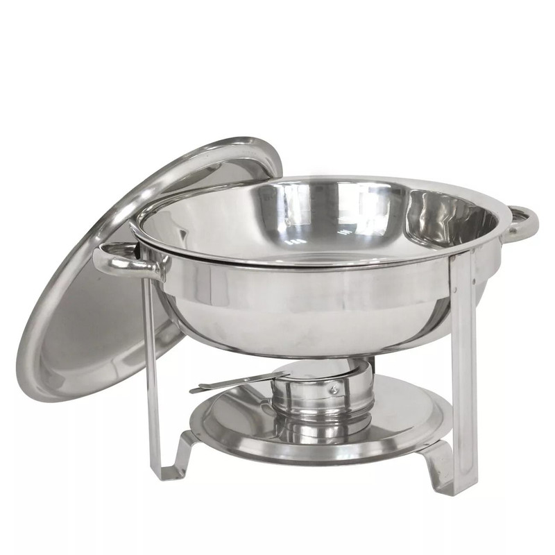 3 Pack Round Chafing Dishes 5 Stainless Steel FullSize Buffet Tray Set For Catering Weddings Event 2