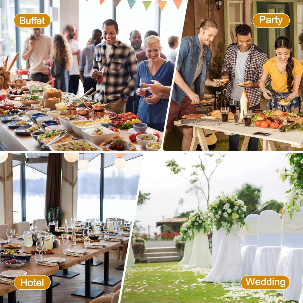 3 Pack Round Chafing Dishes 5 Stainless Steel FullSize Buffet Tray Set For Catering Weddings Event 5