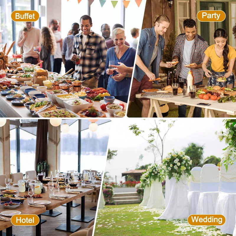 3 Pack Round Chafing Dishes 5 Stainless Steel FullSize Buffet Tray Set For Catering Weddings Event 5