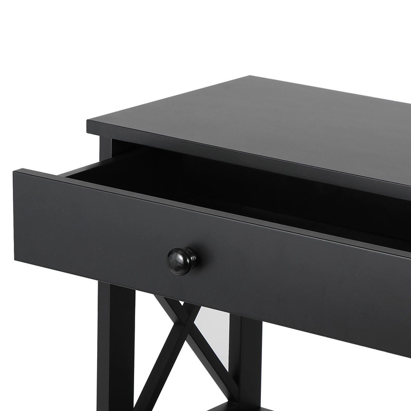 Black Console Table With Drawer  Storage Shelf  Sturdy Sofa Table Hallway Furniture For Living Room 1