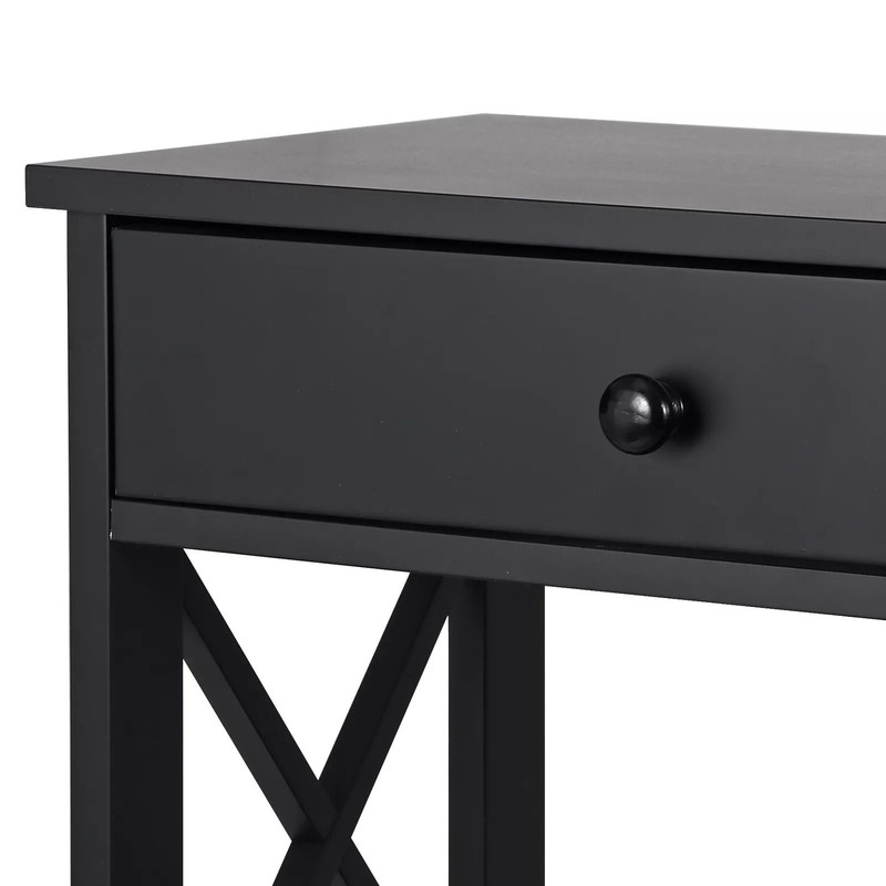 Black Console Table With Drawer  Storage Shelf  Sturdy Sofa Table Hallway Furniture For Living Room 2
