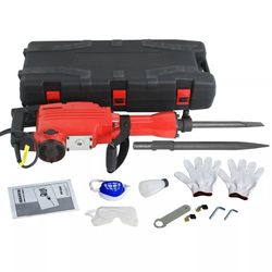 2200w electric demolition jack hammer – heavy-duty concrete breaker with 2 chisel bit bull point flat chisel 110v corded
