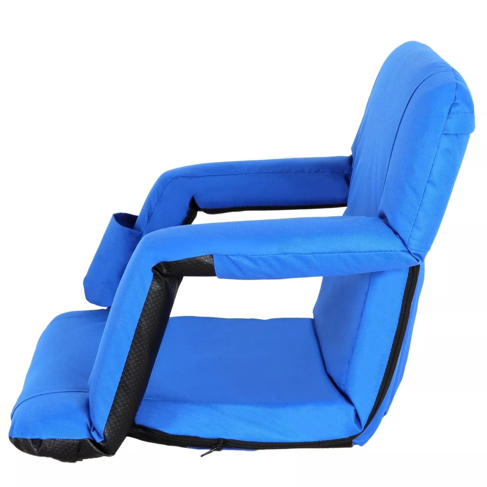 Set Of 2 Portable Stadium Seats  Reclining Bleacher Chairs With 5 Positions Blue Comfortable For Ou 3