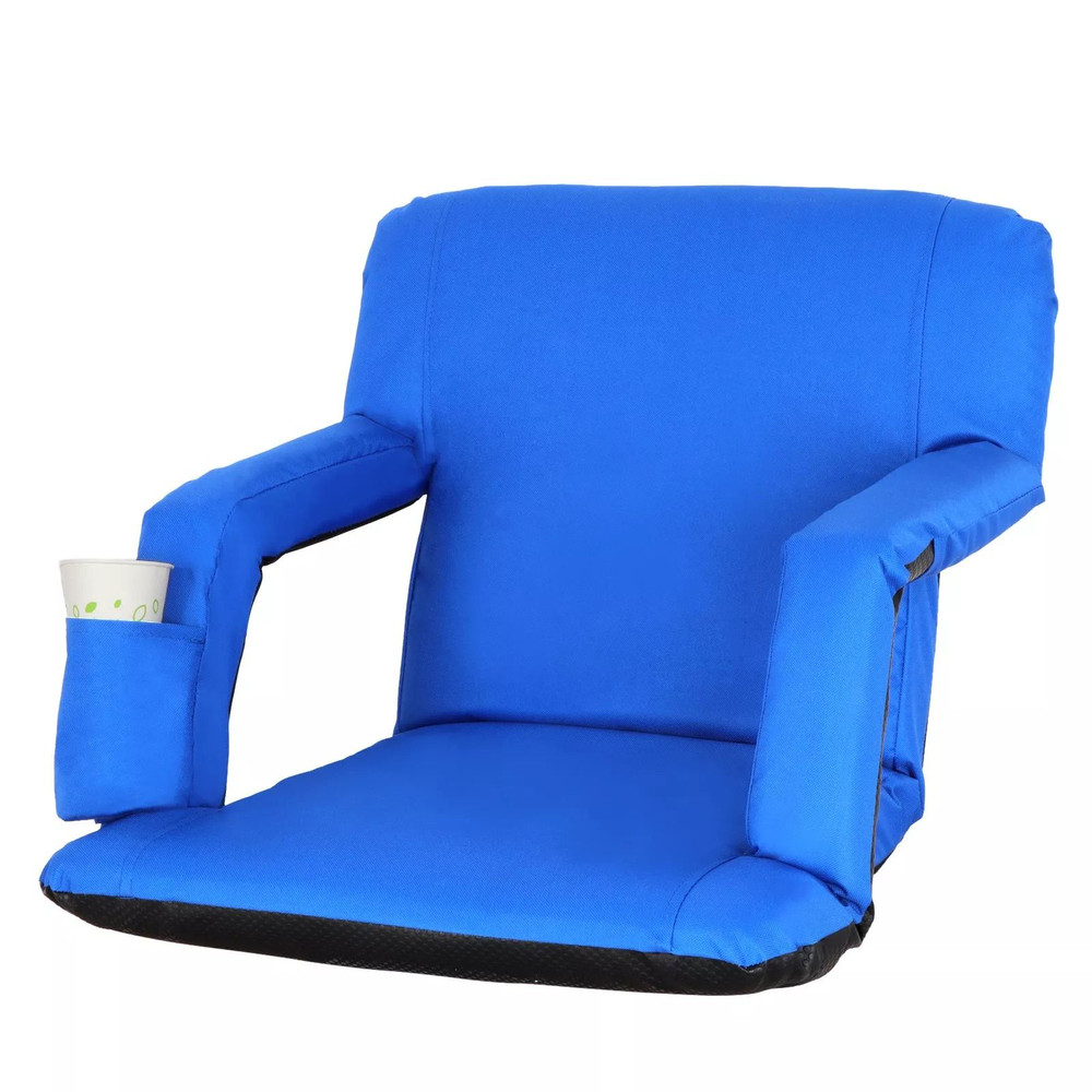 Set Of 2 Portable Stadium Seats  Reclining Bleacher Chairs With 5 Positions Blue Comfortable For Ou 2