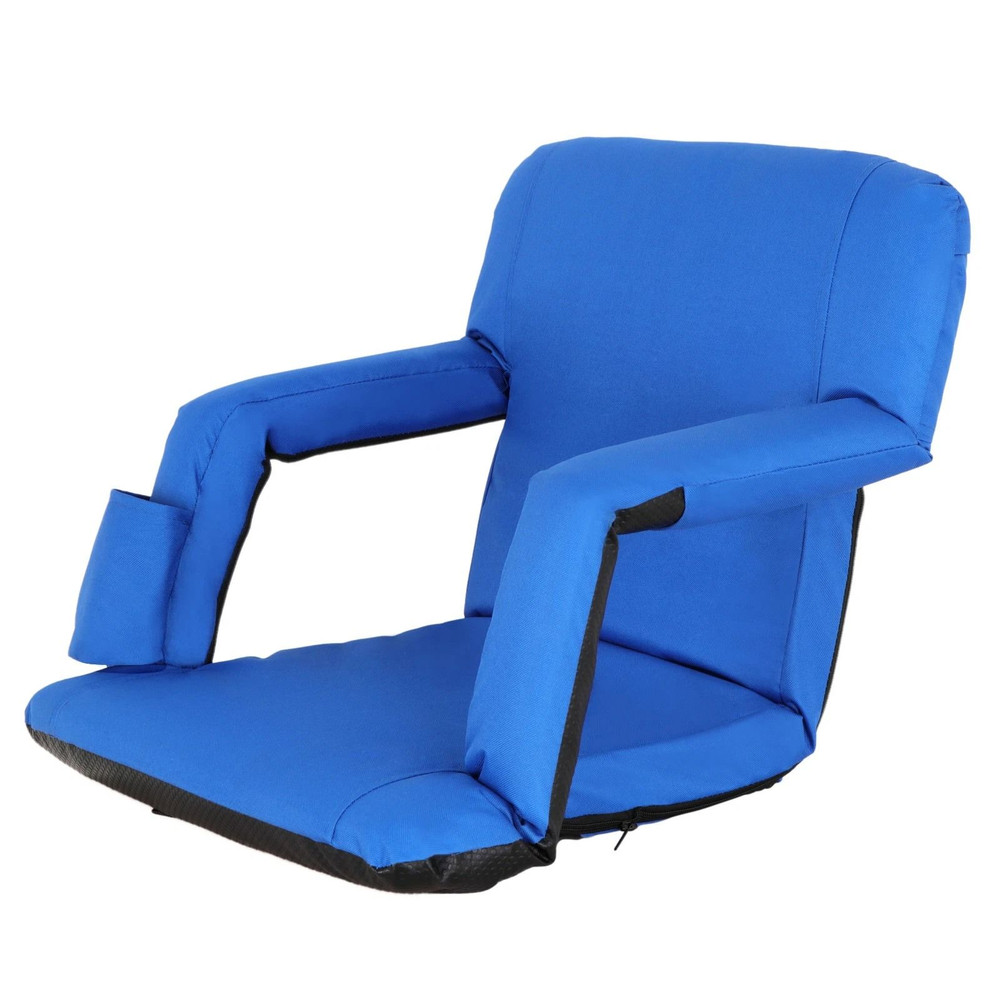 Set Of 2 Portable Stadium Seats  Reclining Bleacher Chairs With 5 Positions Blue Comfortable For Ou 7