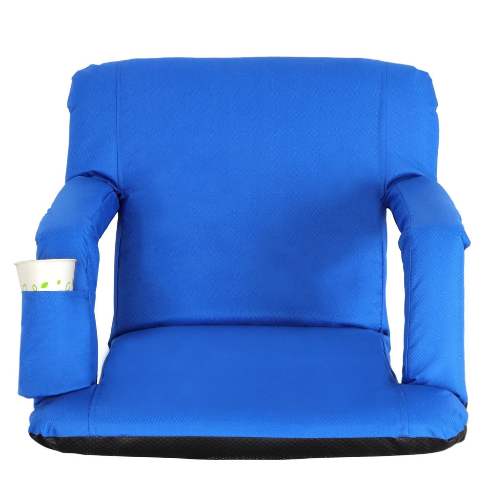 Set Of 2 Portable Stadium Seats  Reclining Bleacher Chairs With 5 Positions Blue Comfortable For Ou 1