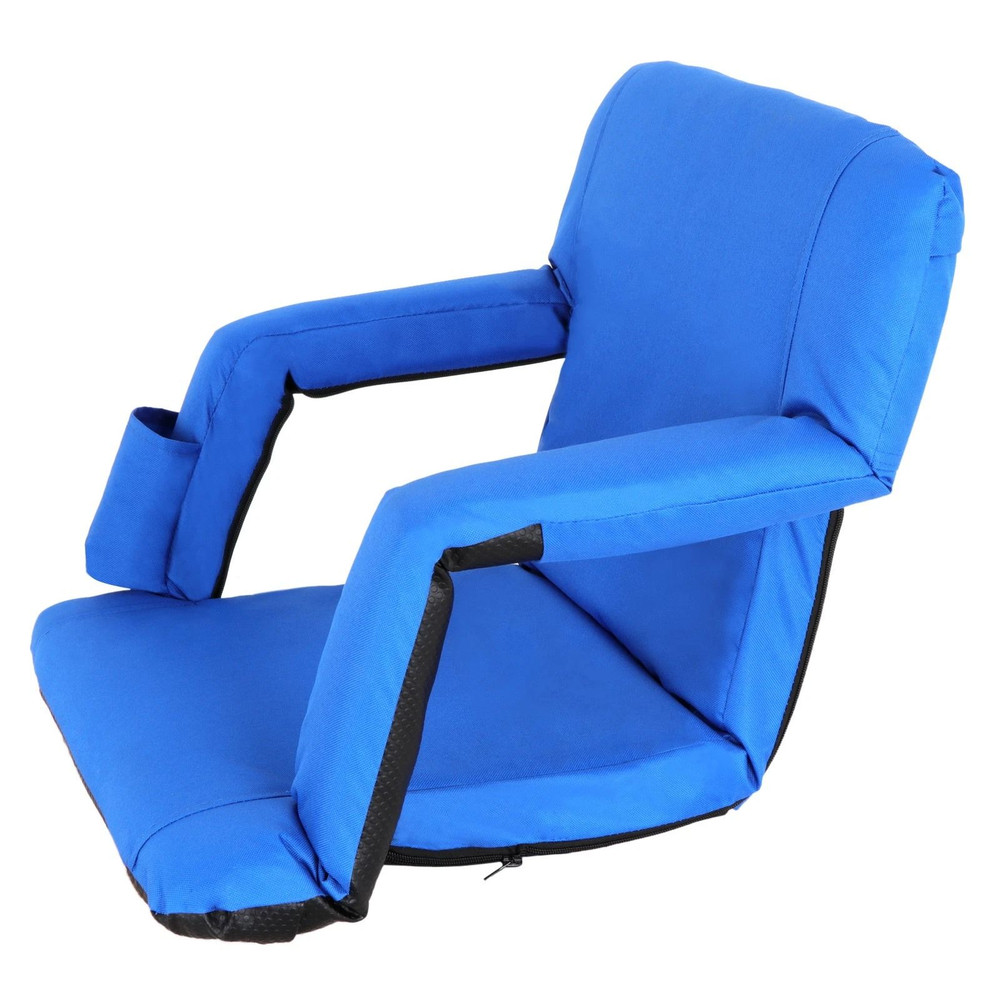 Set Of 2 Portable Stadium Seats  Reclining Bleacher Chairs With 5 Positions Blue Comfortable For Ou 9