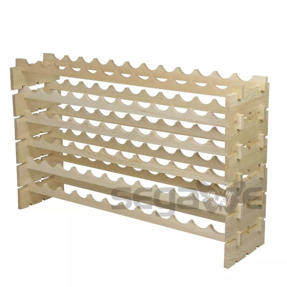 72 Bottles Wine Rack Holder 6Tier Stackable Solid Wood Storage Display Shelves For Wine Lovers 6