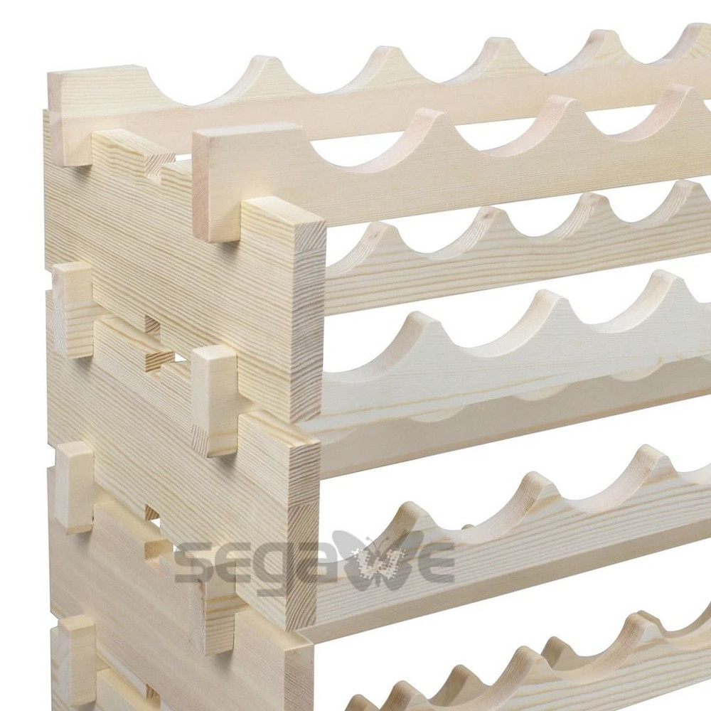 72 Bottles Wine Rack Holder 6Tier Stackable Solid Wood Storage Display Shelves For Wine Lovers 8