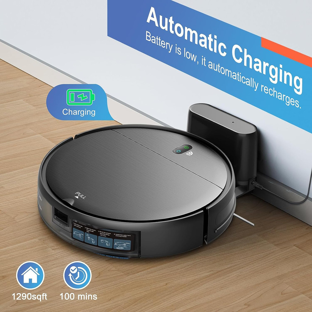 Robot Vacuum Cleaner 6000Pa Power With App Control Auto Charging Water Tank Wet Mopping Electric Sw 2