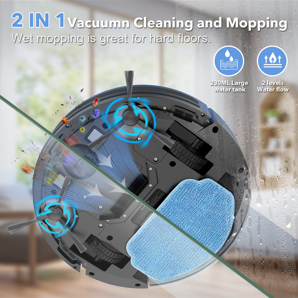 Robot Vacuum Cleaner 6000Pa Power With App Control Auto Charging Water Tank Wet Mopping Electric Sw 4