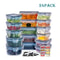 24pcs Kitchen Storage Container Set, Reusable Dishwasher Safe Plastic Bins Flip Lid Food Containers for Fruits Vegetable