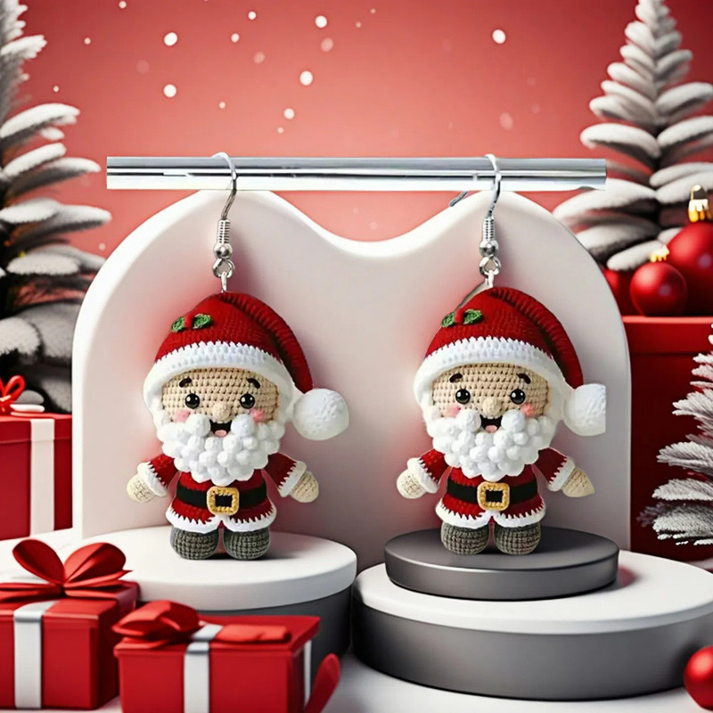 Christmas Santa Claus Earrings Acrylic For Girlfriend Women Holiday Jewelry Double Sided Ear Pendan 3