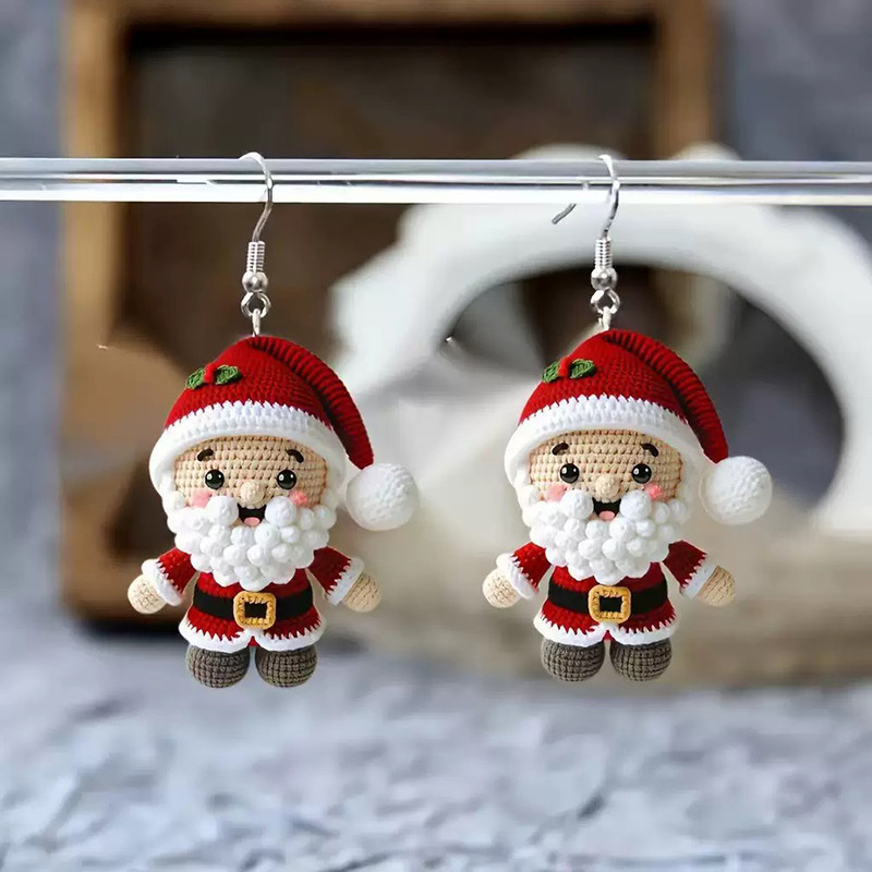 Christmas Santa Claus Earrings Acrylic For Girlfriend Women Holiday Jewelry Double Sided Ear Pendan 4