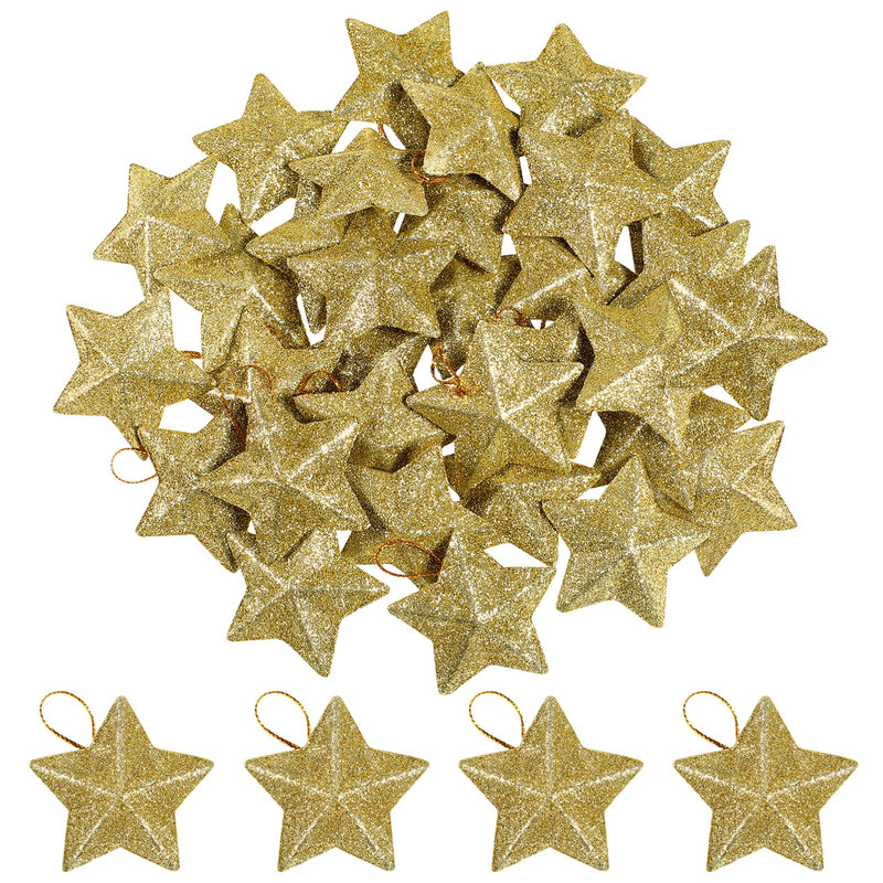 Gold Glitter Star Mini Christmas Tree Hanging Pendant Star Ornament Decoration Tree Pendant For Ch 0