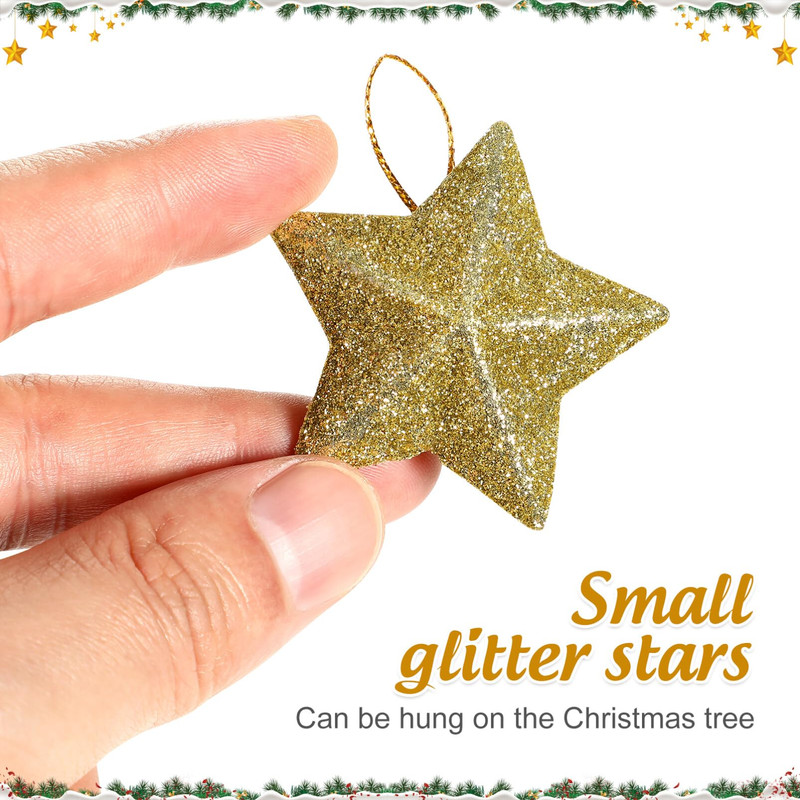 Gold Glitter Star Mini Christmas Tree Hanging Pendant Star Ornament Decoration Tree Pendant For Ch 5