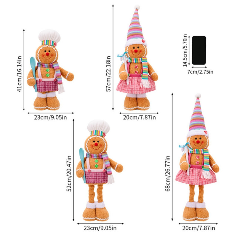Christmas Decoration Polar Fluffy Cartoon Retractable Gingerbread Man Decorative Legs 2