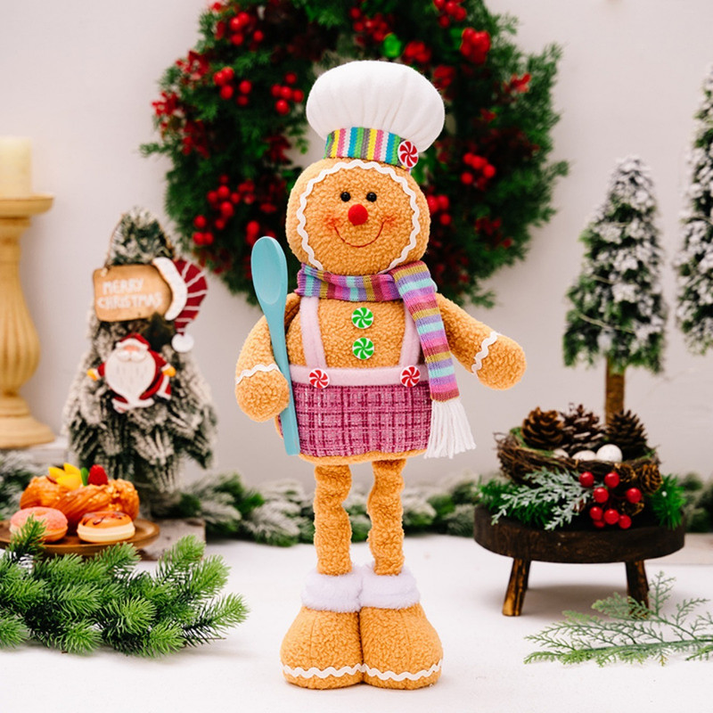 Christmas Decoration Polar Fluffy Cartoon Retractable Gingerbread Man Decorative Legs 5