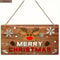 Merry Christmas Decoration Rustic Christmas Sign With Red Lettering Brown Background Reindeer And S
