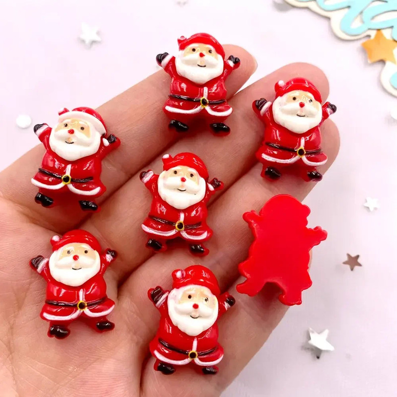 Cartoon Santa Claus Figurine, Resin Flatback Stone, DIY Bow Accessories, Red Series Christmas Decor, Holiday Scrapbook