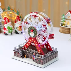 xmas santa claus spinning light up ferris wheel, octavo music box, new year christmas gift, home party decoration