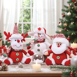 santa claus snowman, elk doll children xmas gift, tree plush ornaments, home christmas decorations, party new year