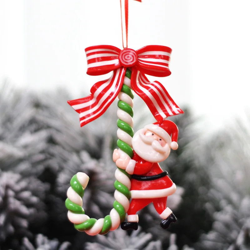 Snowman Cane Hanging Pendant Christmas Soft Pottery Santa Claus Xmas Tree Ornaments New Years Navid 2